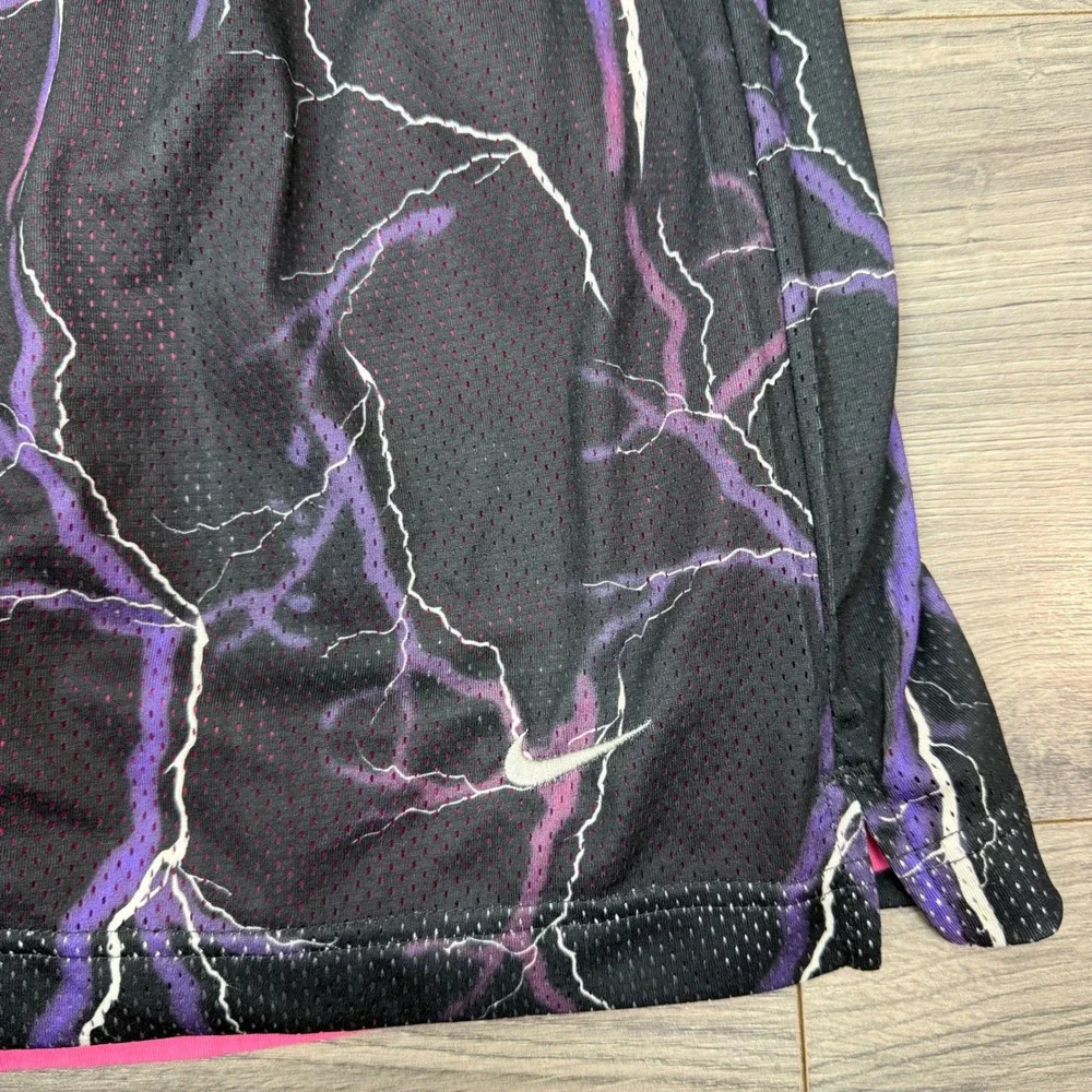Men's Nike Basketball Shorts Medium Pink Black Lightning Mesh Reversible Pockets